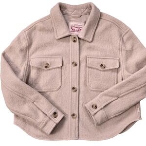 Levi's Womens L Wool Blend Beige‎ Shacket Button Front Shirt Jacket Oversized